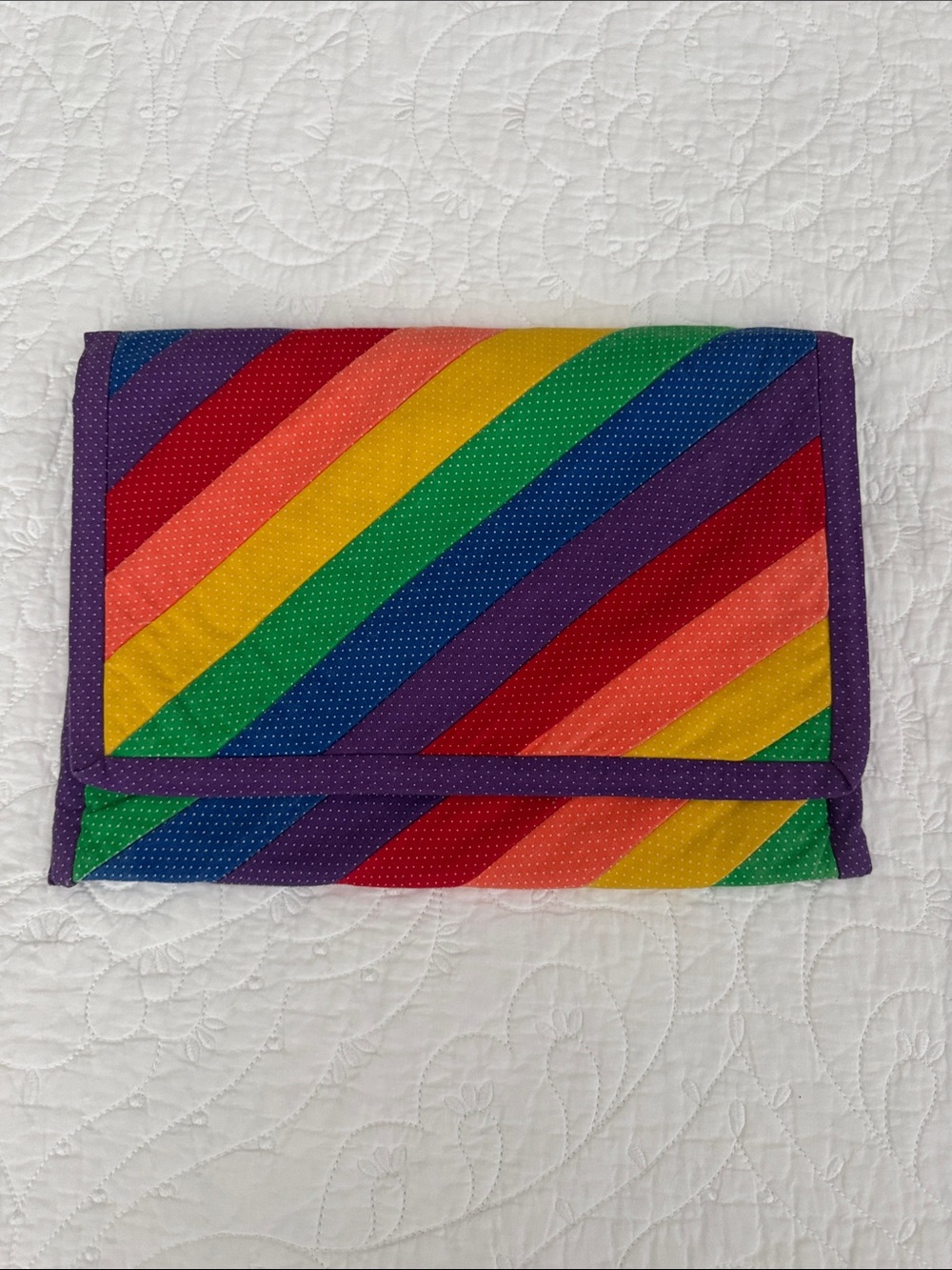 Handmade Rainbow Stripe Foldover Clutch
